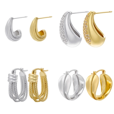 Französische Vintage Messing Ohrringe Für Damen Mit Gedrehtem Knoten Wassertropfen Und Hohlblatt Design Mit Zirkonia