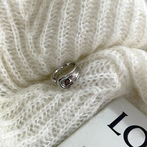 925 Sterling Silber Offener Ring Unregelmäßig Gebogen Flüssigmetall Stil Minimalistisch Poliert Verstellbar Schmuck Damen