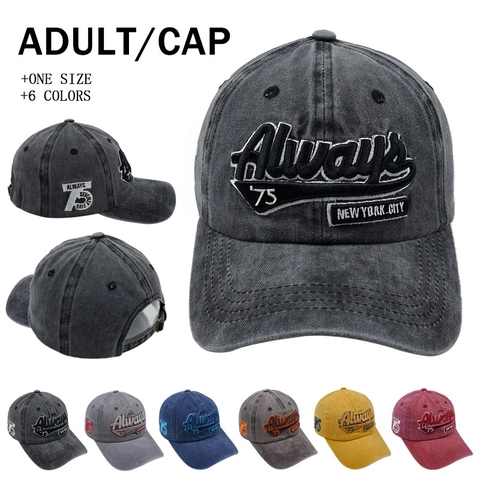 Gorra De Béisbol Vintage Algodón Lavado Bordado 3D Always 75 Letra Ajustable Distressed Dad Hat Aire Libre Unisex