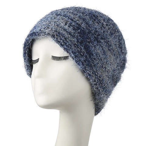 Women Winter Beanie Hat Plush Knit Warm Slouchy Cap Soft Thick Windproof Retro Solid Color For Adults