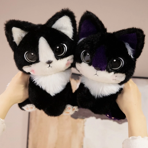 Adorabile Peluche Animale Bambola Morbido Cotone PP Gatto Husky Espressione Imbronciata Collare Decorativo Bambini Regalo Arredo