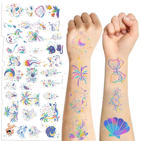 Cartoon Temporäre Tattoo Aufkleber Wasserdicht Bunt Leuchtend Körperkunst Für Kinder Party