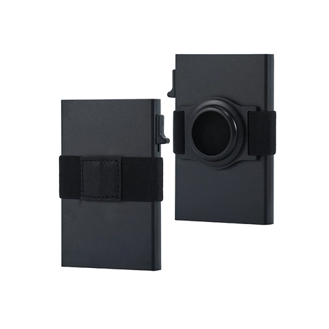 Card Holder Aluminum Alloy RFID Blocking Minimalist Wallet With Tracker Slot Pop Up Mechanism Sleek Metal Case