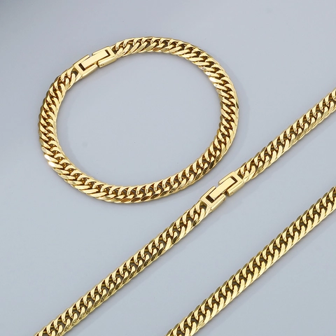 Collar Y Pulsera De Cadena De Eslabones Cubanos De Acero Inoxidable Joyería Hip Hop Para Hombre