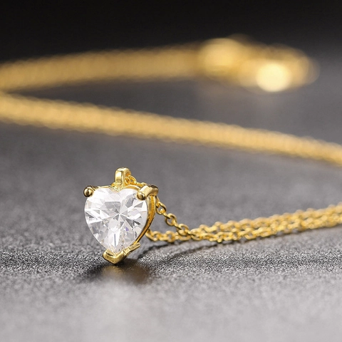 Europese Romantische Hartvormige Zirkonia Hanger Halsketting Voor Vrouwen Koper Verguld Klassieke Mode Sieraden Huwelijkscadeau