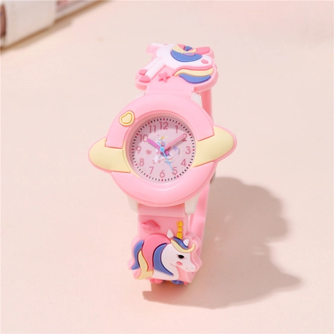 Kinder Cartoon Einhorn Quarzuhr Silikonarmband Reliefmuster Analoge Zifferblatt Armbanduhr Für Schüler Mädchen Jungen Geschenk