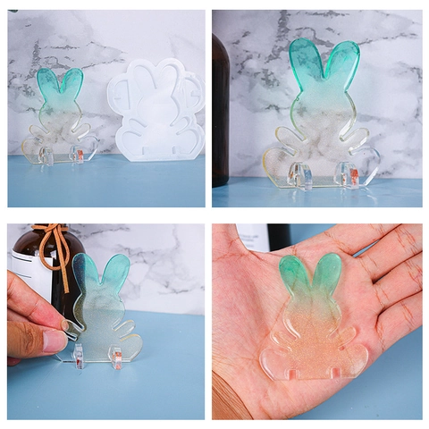 Hasen Silikonform DIY Harzguss Weihnachten Kaninchenform Für Handgemachte Seifenkerze Bastel Ornament