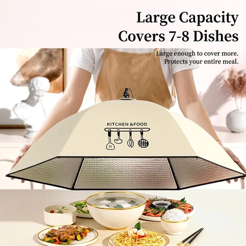 Couvre Plat Isolé Pliable Style Parapluie Bouclier Thermique Doublure En Aluminium Anti Poussière Protection Insectes