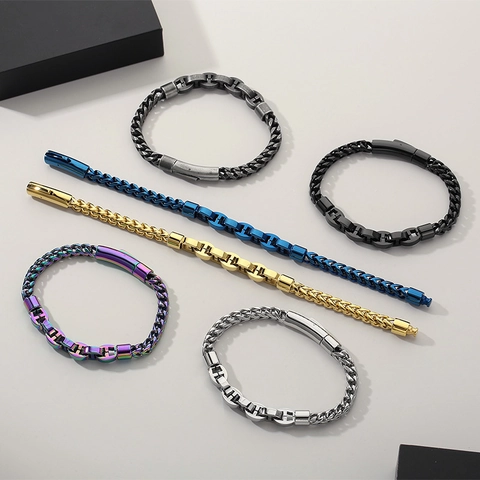 Pulsera De Cadena De Quilla De Acero Inoxidable Para Hombres Eslabón H Nariz De Cerdo Punk Hip Hop Estilo Industrial Joya