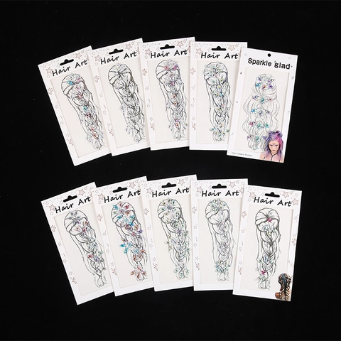 Selbstklebende Strass Haarjuwelen Aufkleber Acryl DIY Haardekoration Party Glitzernde Edelsteine Bunt Für Frauen Mädchen