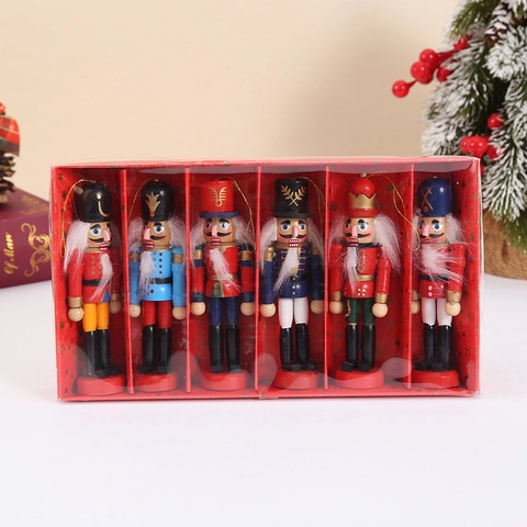 Nutcracker Soldier Hanging Ornaments Wood Hand Painted Traditional Style Christmas Tree Decorations For Festive Home Holiday Decor