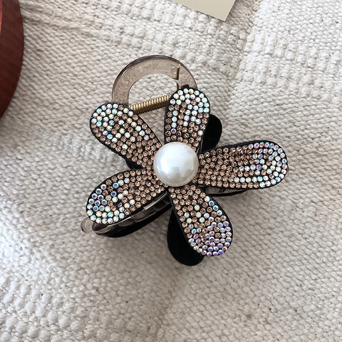 Molletta Per Capelli A Fiore E Forcina Strass Perla Artificial Lega Stile Francese Elegante Accessorio Per Capelli Donne