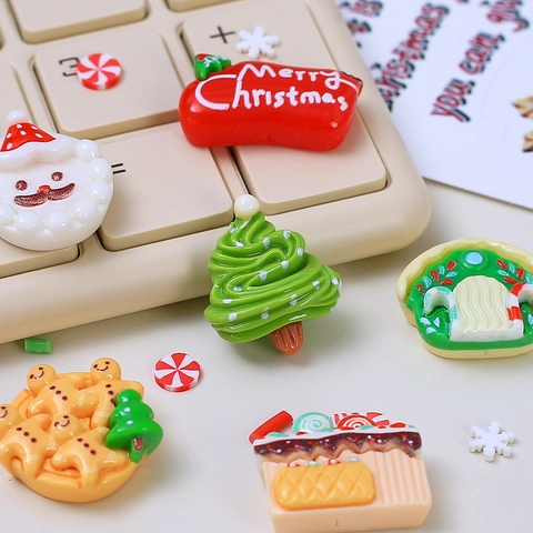 Cabochon In Resina Di Natale Babbo Natale Albero Omino Pan Di Zenzero Per Gioielli DIY Mollette Capelli Decorazione Cover Telefono Tema Festivo