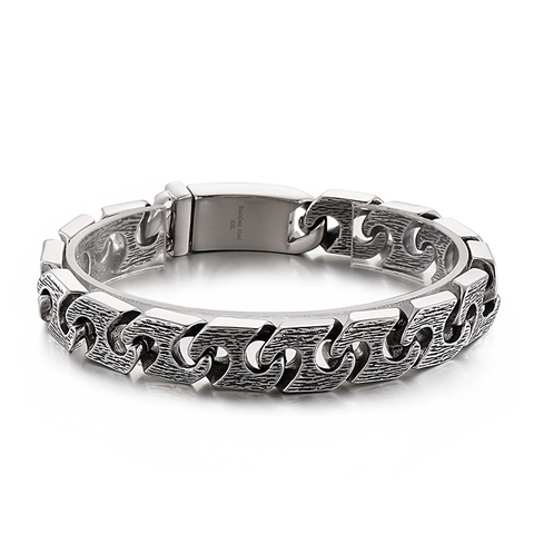 Bracelet Homme Acier Inoxydable 316L Style Punk Industriel Rétro Vintage Chaîne Lourde Géométrique Pour Homme