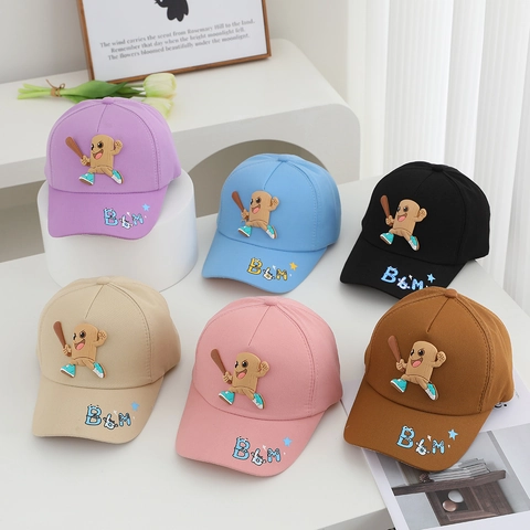 Kinder Honkbalpet Katoen Ademend Zonbescherming Outdoor Cartoon 3D Siliconen Figuur Verstelbare Hoed Jongens Meisjes
