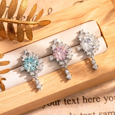 Vintage Zircon Cartilage Earring Stud With Titanium Steel Post Retro Starry Saturn Dangle Pendant For Women Trendy