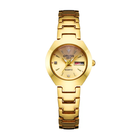 Women Quartz Watch Alloy Stainless Steel Waterproof Day Date Display Rhinestone Fashion Elegant Jewelry Wristwatch