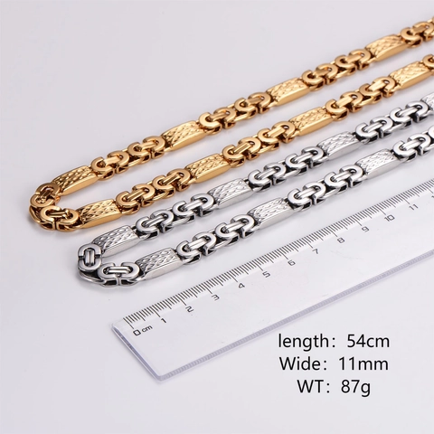 Collana Catena Bizantina Hip Hop Da Uomo Acciaio Inossidabile 316L Maglie Testurizzate Geometriche Gioielli Punk