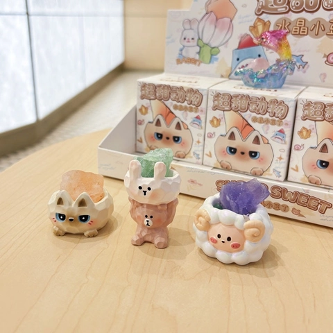 Dier Blind Box Figuur Natuurlijke Kristallen Steen Hars Desktop Ornament Schattige Cartoon Mini Diffuser Decoratie Cadeau