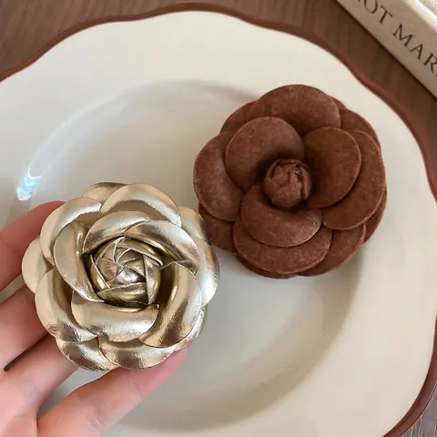 Elegante Broche De Flor De Camelia Vintage Pin De Metal Y Franela Accesorios Para Abrigo Traje Vestidos Mujeres