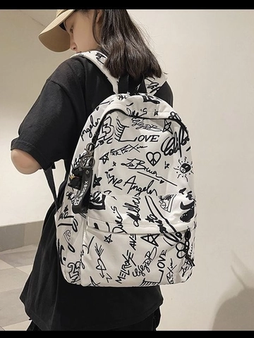 Graffiti Print Rucksack Oxford Tuch Wasserdicht Große Kapazität Street Style Schultasche College Reisen Lässig