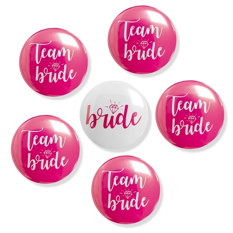 Round Tinplate Badges Bride To Be Team Bride Brooch Pins For Bachelorette Party Wedding Bridal Shower Hen Night Party Favors