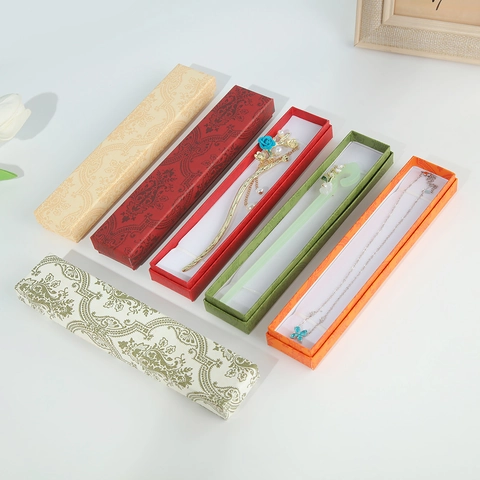 Vintage Rechteckige Schmuckschatulle Für Halskette Armband Haarnadel Papier Geschenkbox Mit Schwamm Paisley Muster