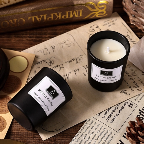 Scented Candle English Pear Freesia Plant Wax Essential Oil Black Matte Glass Jar Home Fragrance Aromatherapy Minimalist