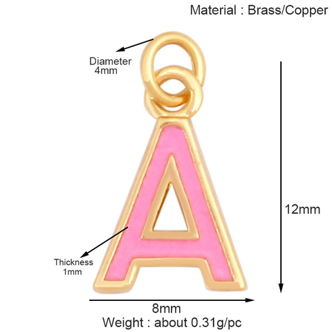 Alphabet Initialen Buchstaben Anhänger Messing Bunte Emaille Charms Vergoldet DIY Schmuckherstellung Modisches Accessoire