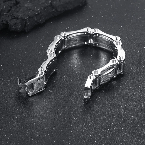 Herren Edelstahl Armband Motorradkette Industriestil Netzdetail Mechanisch Punk Biker Schmuck Gold Schwarz