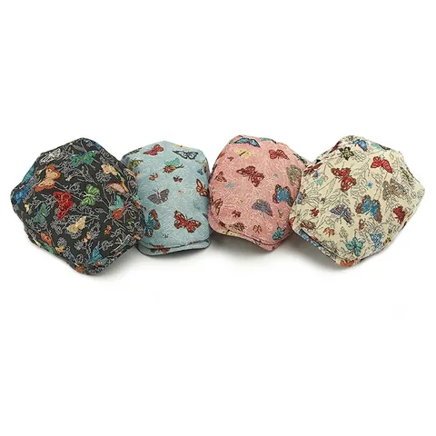 Butterfly Jacquard Newsboy Cap Retro Polyester Ivy Flat Hat Adjustable Metal Buckle Vintage Ethnic Style
