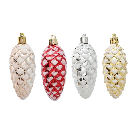 Adornos Colgantes de Piña para Árbol de Navidad Plástico Nevada Brillo Bolas de Piña para Decoración de Fiesta en Casa