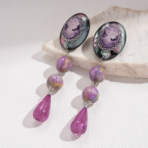 Lilane Harz Cameo Hängerohrringe Mit 925 Sterling Silber Ohrstecker Vintage Lange Wassertropfen Schmuck Für Damen