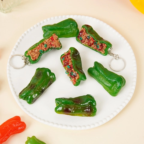 Simulation Stuffed Green Pepper Keychain Realistic Tiger Skin Chili Food Model PVC Resin Bag Pendant Novelty Gift