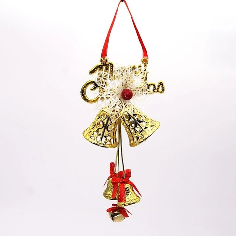 Ornamenti Campane Di Natale Pendenti Appesi Targa Lettera Merry Christmas Doppia Campana Cava Nastro Fiocco Decorativo