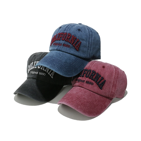 Cappello Da Baseball In Cotone Lavato Retrò California Ricamo Regolabile Distressed Streetwear Berretto Da Sole Uomo Donna