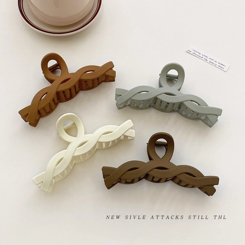 Elegante Matte Haarklammern Große Twist Kreuz Harz Shark Clips Für Dickes Haar Styling Zubehör Damen