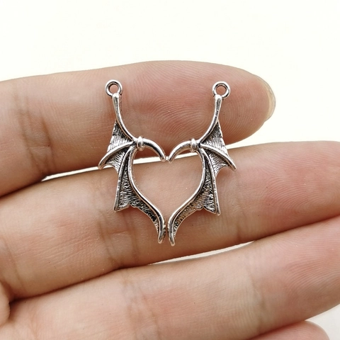 Heart Wing Pendants Antique Silver Alloy Dragon Bat Wings DIY Jewelry Making Connectors Gothic Punk Style