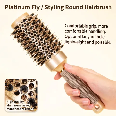 Thermische Ronde Haarborstel Aluminium Vat Gemengde Varkenshaar En Nylon Pin Hittebestendig Föhnen Styling Tool