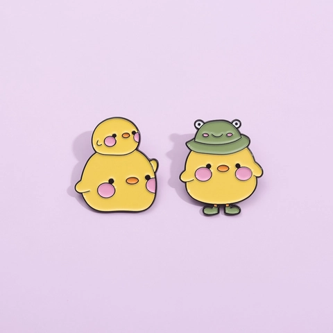 Broche en Émail de Canard Jaune de Dessin Animé Mignon Badge d'Animal en Alliage Laqué pour Décoration de Sac à Dos Vêtements