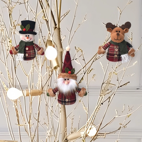Addobbi Natalizi Appesi In Peluche Tessuto Scozzese Babbo Natale Pupazzo Di Neve Renna Decorazioni Per La Casa Festa