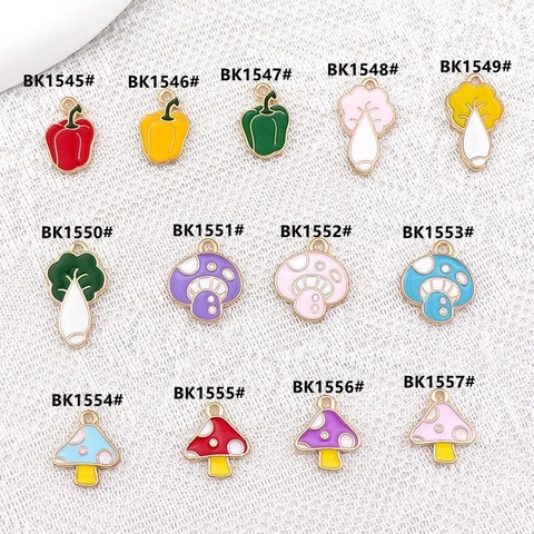Charmes De Légumes En Émail Alliage Champignon Piment Chou Forme Pendentifs Pour DIY Création De Bijoux