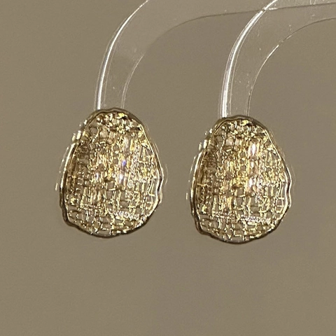Vintage Hohl Gitter Oval Ohrstecker Mit Zirkon Vergoldetes Metall Und Silver Earring Post Für Damen Eleganter Schmuck