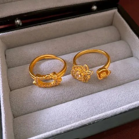 Anillo Ajustable Abierto De Cobre Chapado En Oro Real Circón Flor De Rosa Forma De Gato Dibujos Animados Joyería Retro