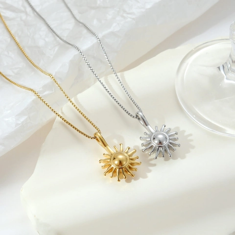 Collana Con Ciondolo A Raggio Di Sole Acciaio Inossidabile Minimalista Placcato Oro Argento Gioielli Di Moda Per Donna