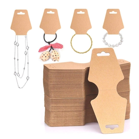 Jewelry Display Cards Kraft Paper Blank Hanging Tags Foldable For Earrings Necklaces Hair Ties Organizers