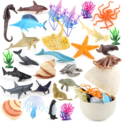 Simulation Animal Model Toys Large Storage Egg PVC Marine Forest Creatures Educational Cognitive Play Kids Toddlers Novelty