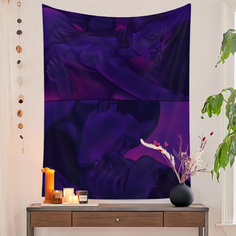Tapiz De Pared Artístico Tela De Poliéster Estilo Cyberpunk Neón Decoración Para Dormitorio Sala De Estar Pareja Romántica Gato