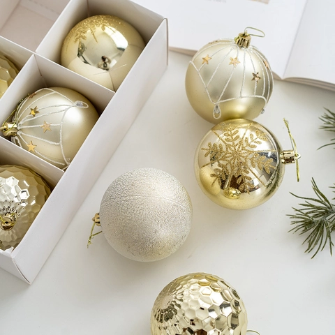 Kerstballen Ornamenten Kunststof Gegalvaniseerde Ballen Met Sneeuwvlokpatroon Voor Kerstboom Krans Decoratie Feestelijk