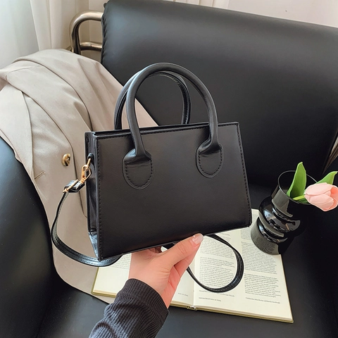 Mini Bolso De Mano De Cuero PU Para Mujer Bolso Bandolera Retro Elegante Con Asas Dobles Y Correa Ajustable Bolso Cuadrado Simple